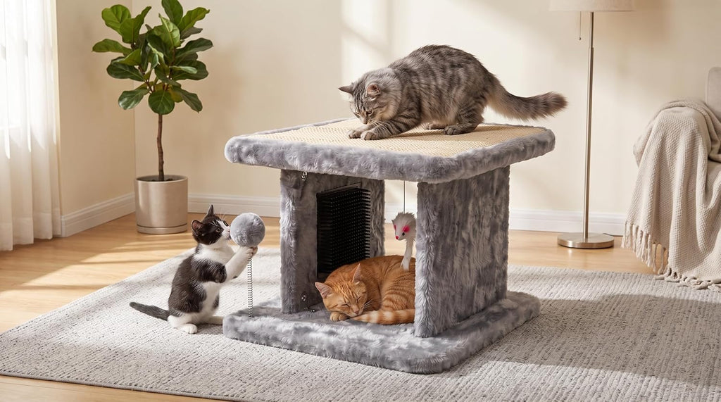 Large Cat Bed with Scratching Post and Combing Board, Sturdy and Durable, Ideal for Small Breeds
