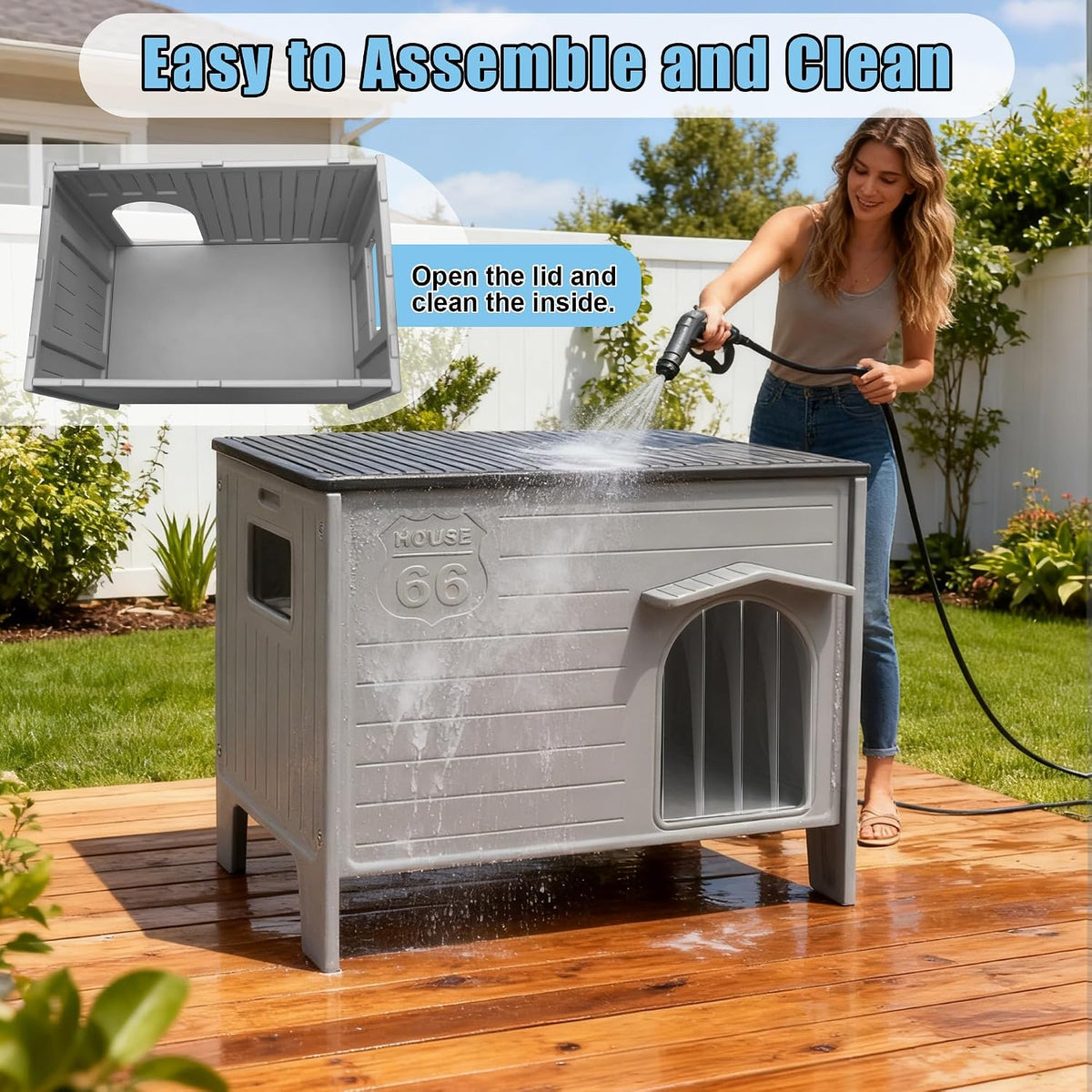 Heated Dog House Outdoor for Medium and Small Dog