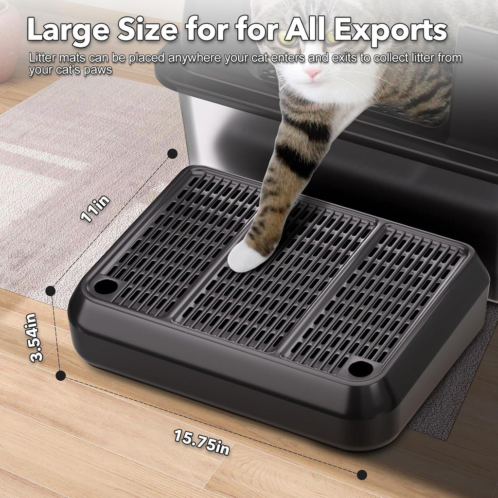 Large Litter Box Step, Litter Box Ramp 16"x11" Litter Catcher Mat, Double Layer Anti-Tracking & Easy Clean, Ideal for Kitten & Elderly Cats Ramp