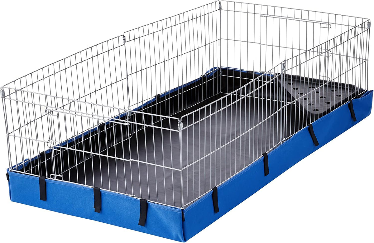 Amazon Basics - Comfortable Indoor-Outdoor Small Pet Guinea Pig Habitat Cage with Canvas Bottom, Blue, 46.65" L x 13.78" W x 23.62" H