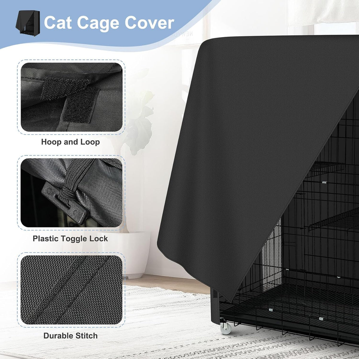 ExploreLand Breathable Cat Cage Cover,36" L x 24" W x 50" H