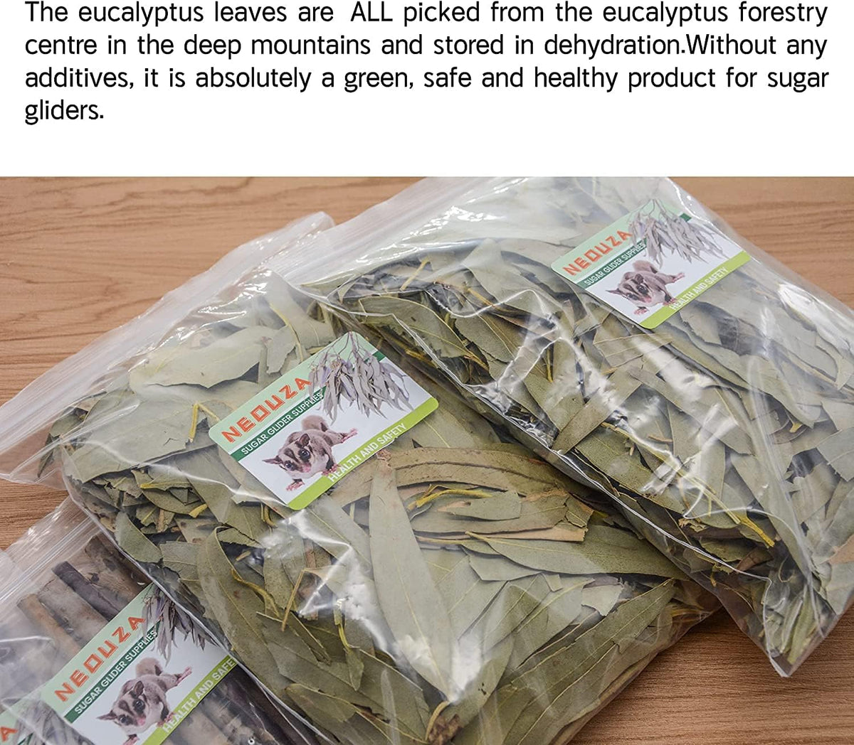 NEOUZA Sugar Glider Bedding, Dried Eucalyptus Leaves and Twigs 7oz/200g