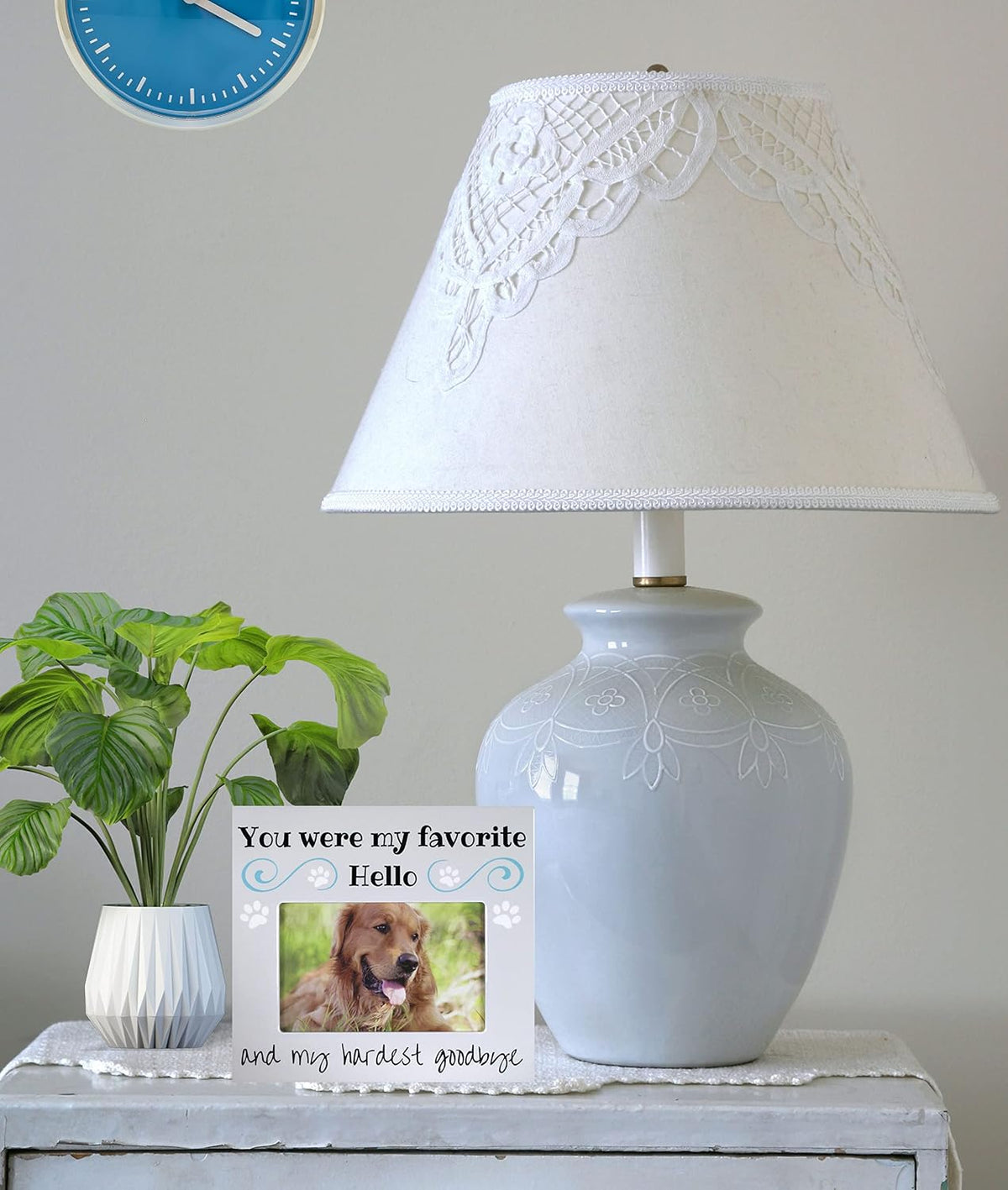 BANBERRY DESIGNS Pet Memorial Picture Frame for Dogs – You Were My Favorite Hello and My Hardest Goodbye Bereavement Gift – Ceramic Sympathy Photo Frame – Holds 4 x 6 Inch Picture – 8 x 7.25 Inches