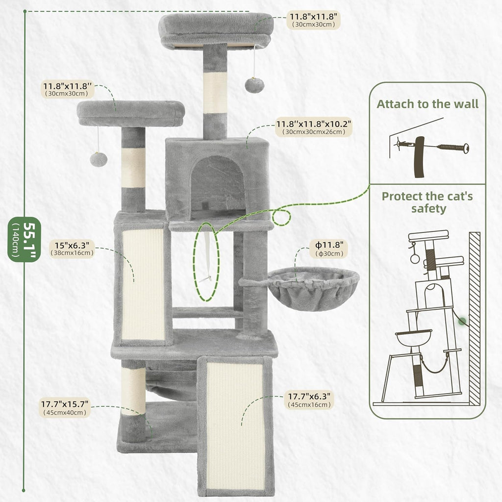 Cat Tree Tower Multi-Level with 2 Scratching Boards, GCT022W