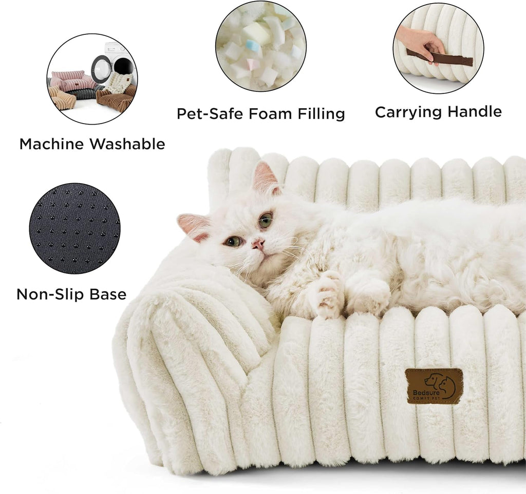 Bedsure ComfyFleece® Shown on TV Fluffy Cute Dog Couch for Pets,30in Cream