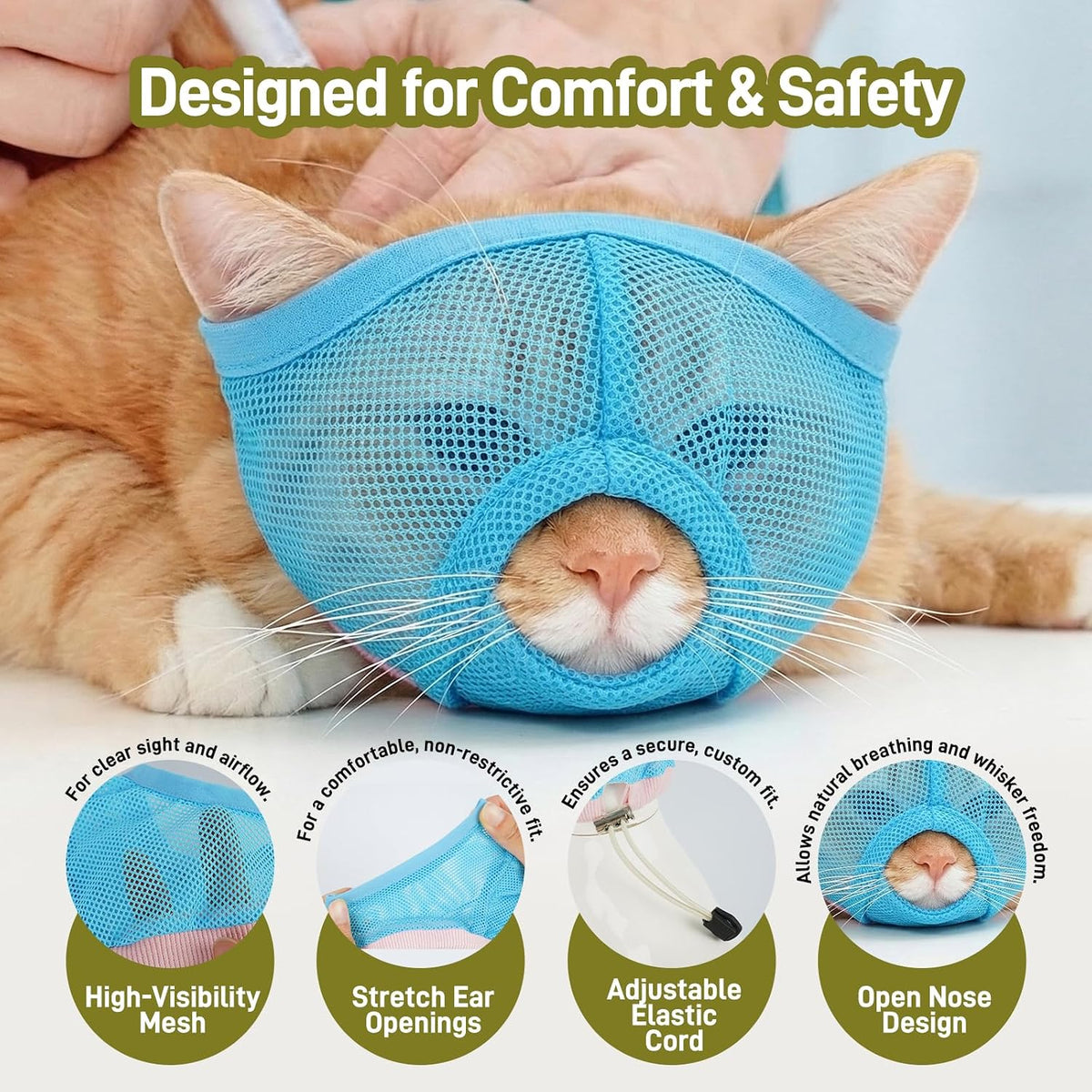 Pezluxe 2pcs Cat Muzzle for Grooming & Nail Trimming