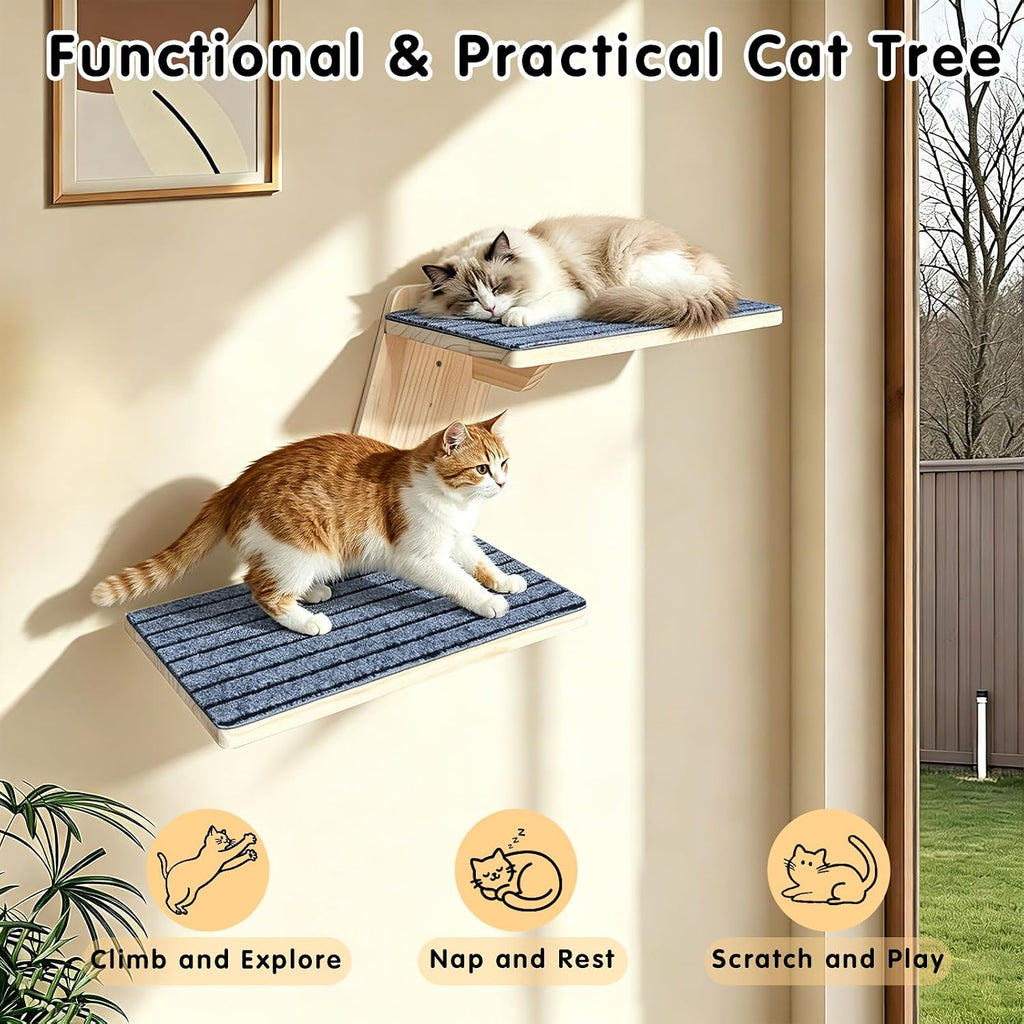 Cat Wall Shelves 2 Platform Kitten Tree Shape Wall-Mounted Floating Shelf