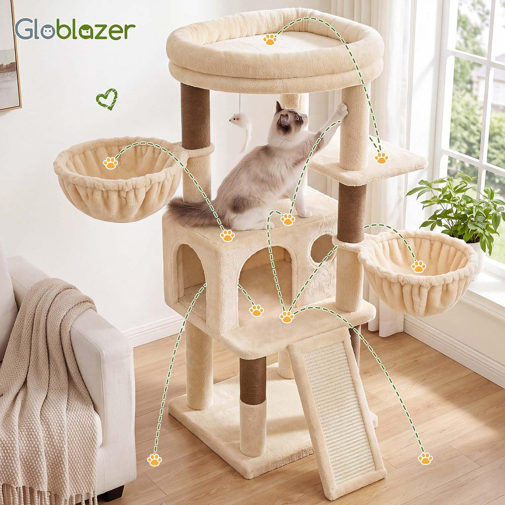 Globlazer
47
Inch
Cat
Tree
Tower
for
Indoor
Cats,
S47,
Beige