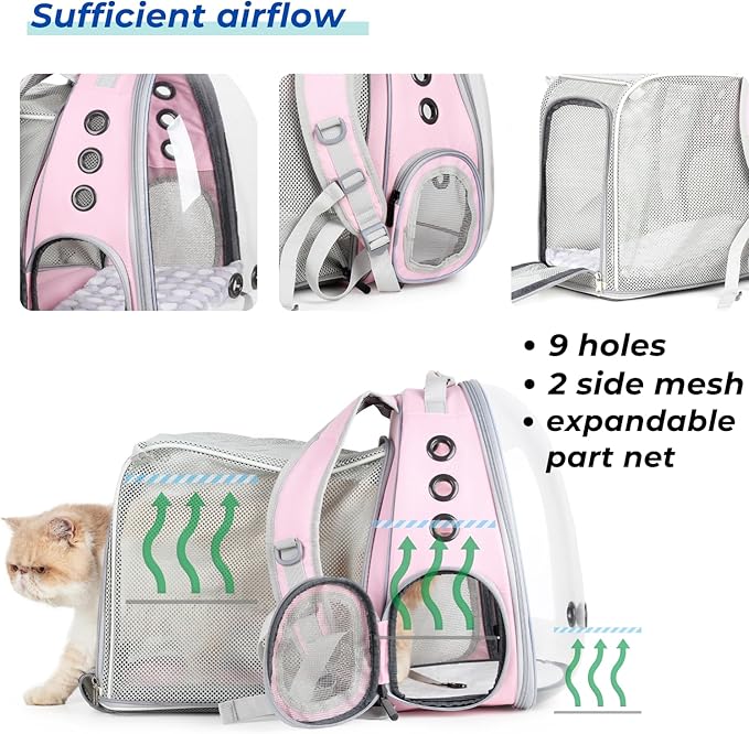 Lollimeow Cat Carrier Backpack, Expandable Bubble Pet Carrier - Image 4