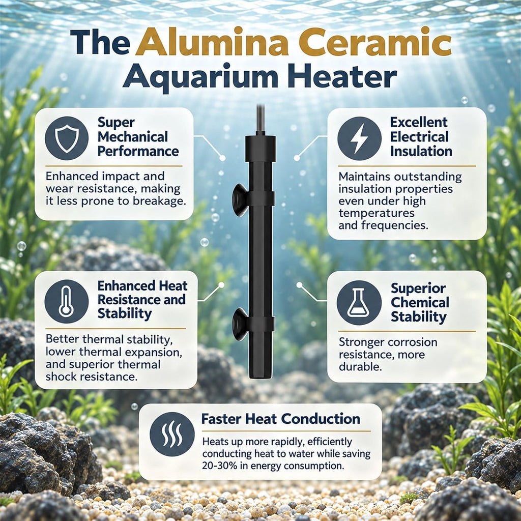 50W Alumina Ceramic Mini Aquarium Heater Betta Heater for 5-10 Gal Tanks