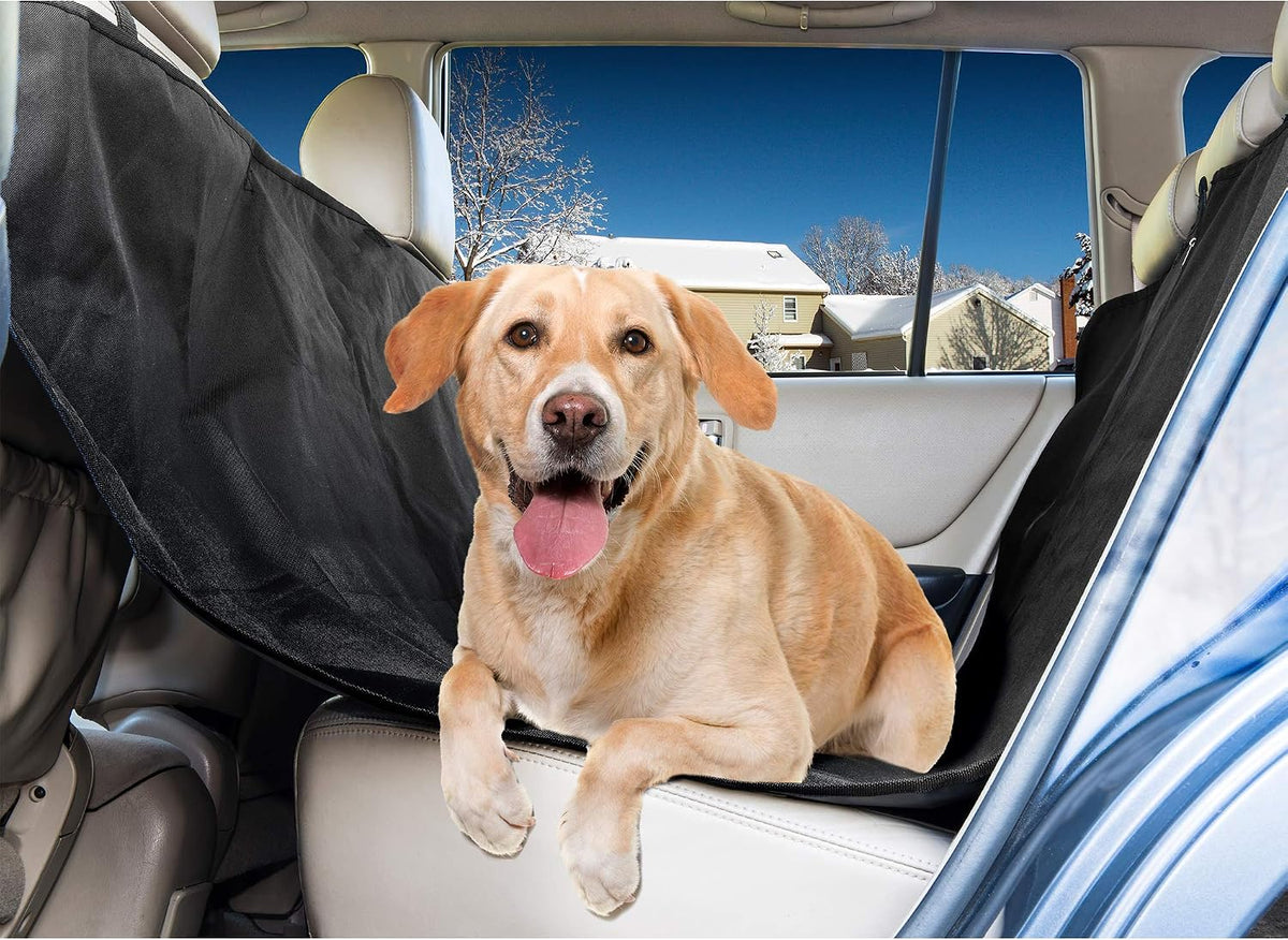 Furhaven Universal Water-Resistant Polycanvas Hammock-Style Backseat & Cargo Area Protector - Black, One Size