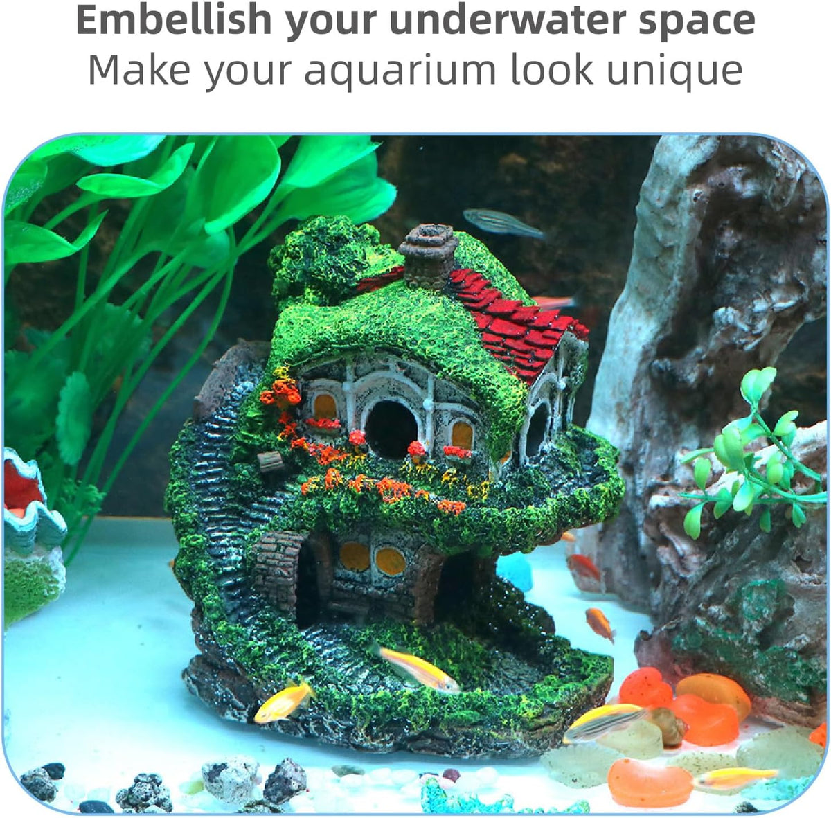 relaqcc Aquarium Decor Hideaway Cave, Betta Fish Tank House Accessories