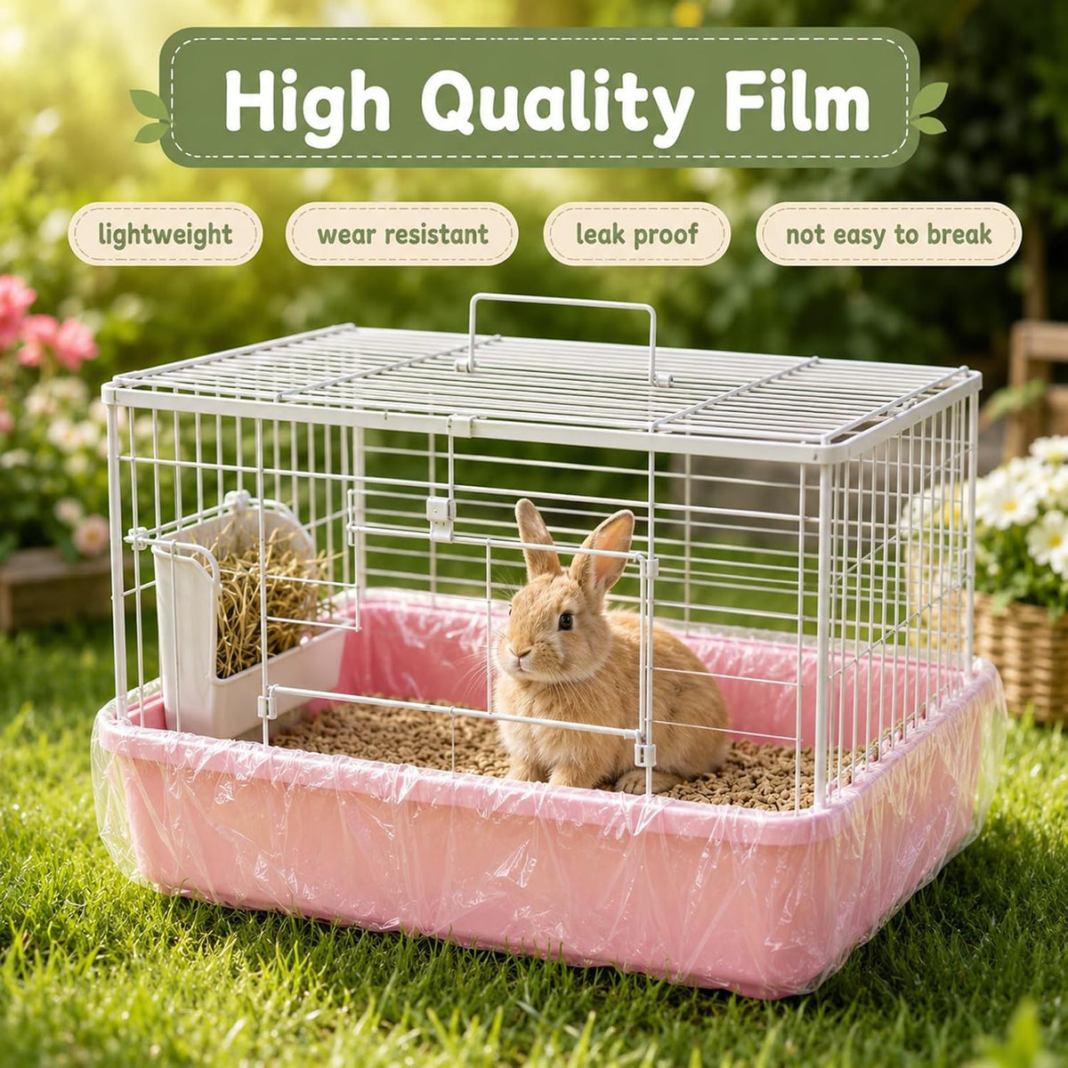 120 Pcs Disposable Plastic Cage Liners 27x19 in Clear Bunny Litter Box Liner