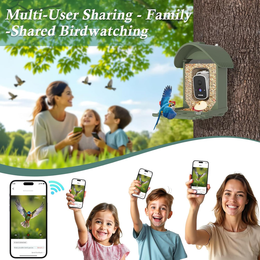 3K Smart Bird Feeder with Camera, AI Bird Recognition & Instant Alerts
