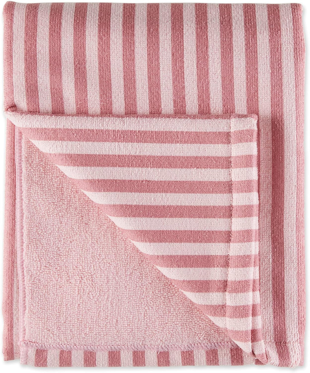 Bone Dry Pet Grooming Microfiber Towel, Striped Collection, X-Large, 41x23.5", Rose