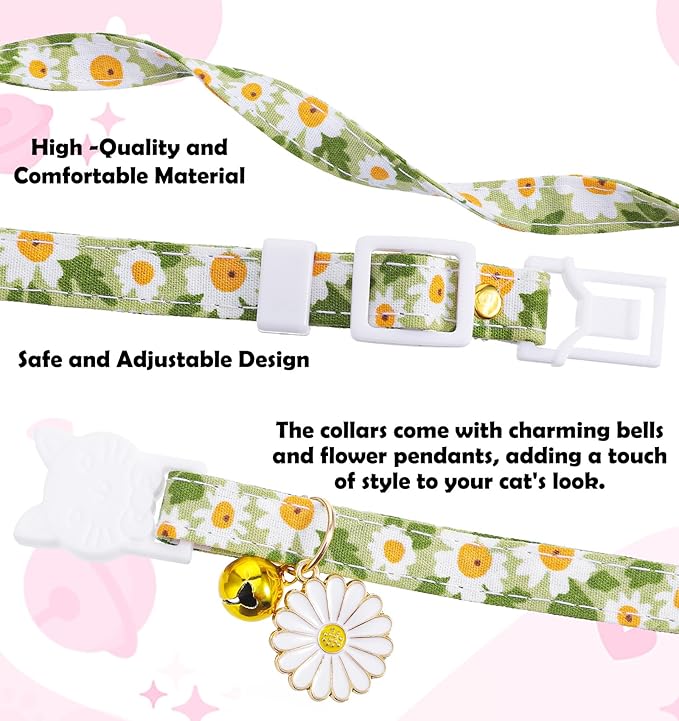2 Pack Cat Collar Breakaway, Daisy Collar - Image 5