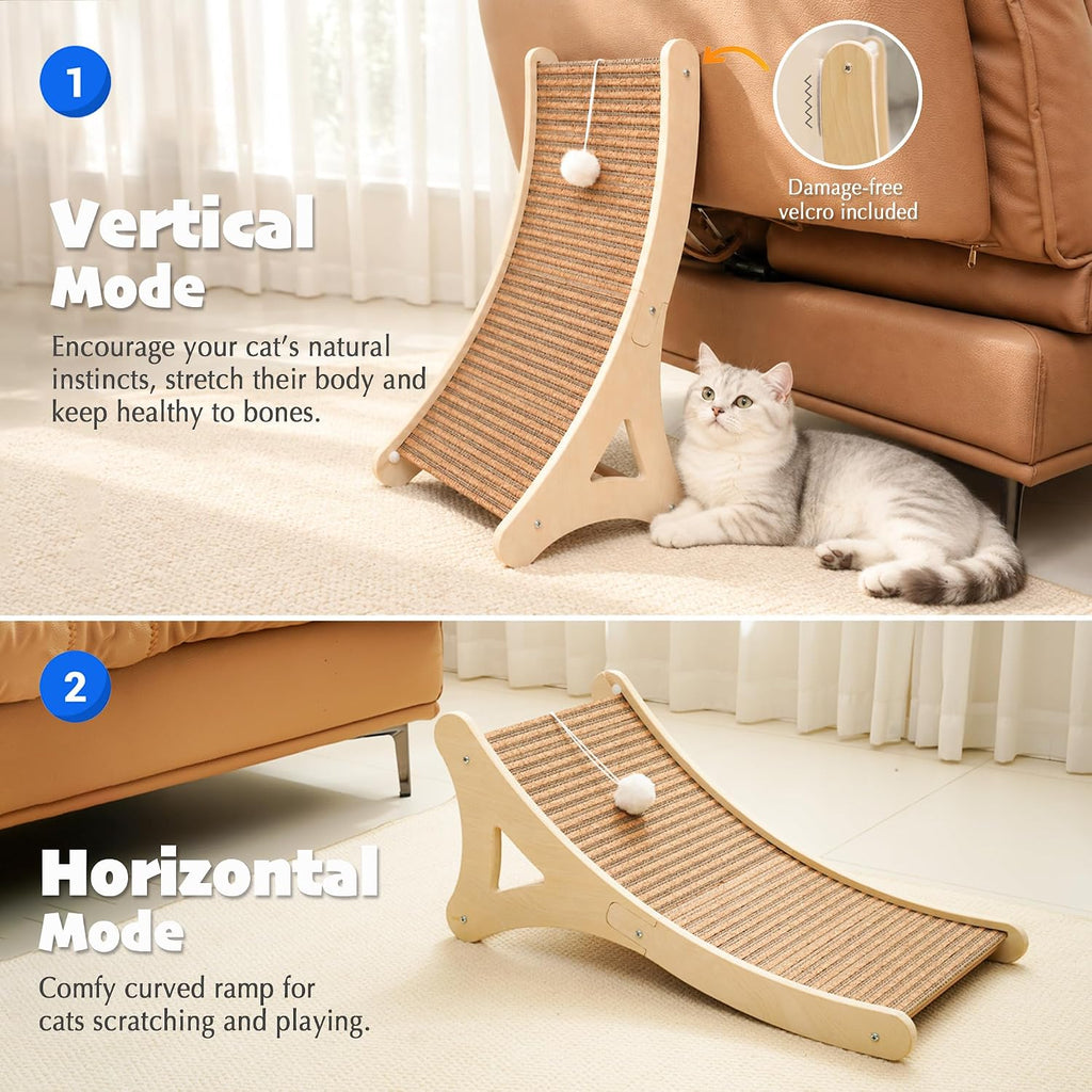 PETKARAY Cork Cat Scratcher, Curved Natural Scratch pad for Indoor Cats