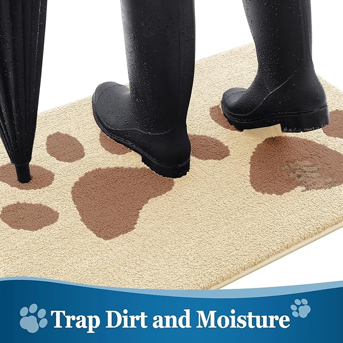 Buganda Dog Door Mat for Muddy Paws, Absorbent Dirt Trapper Washable Indoor - Image 3