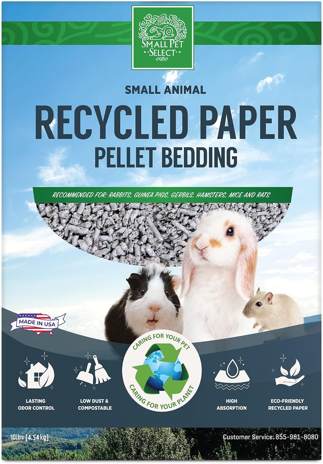 Small Pet Select Recycled Paper Pellet Bedding & Litter, Rabbits, 10 lb