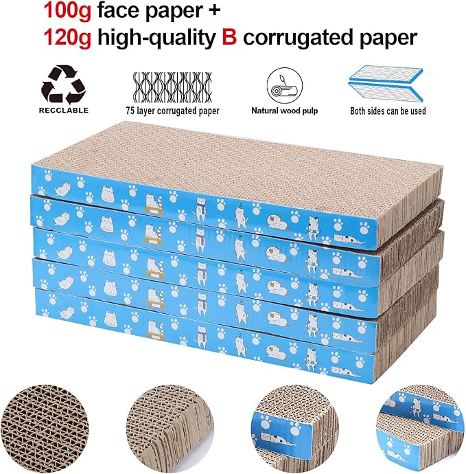 5 Packs in 1 Cat Scratch Pad, Cat Scratcher Cardboard, Reversible, Durable - Image 5