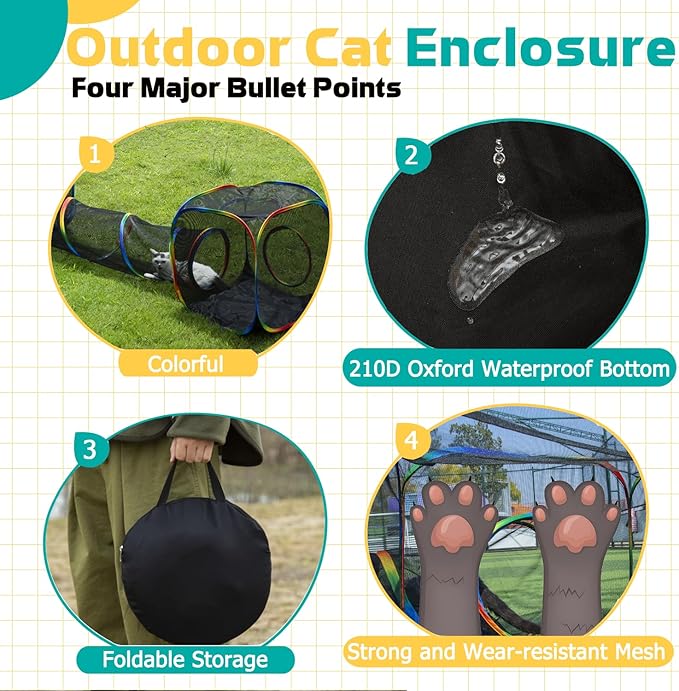 LUCKITTY Outdoor Rainbow Cat Enclosures Playground, Outside House - Image 6