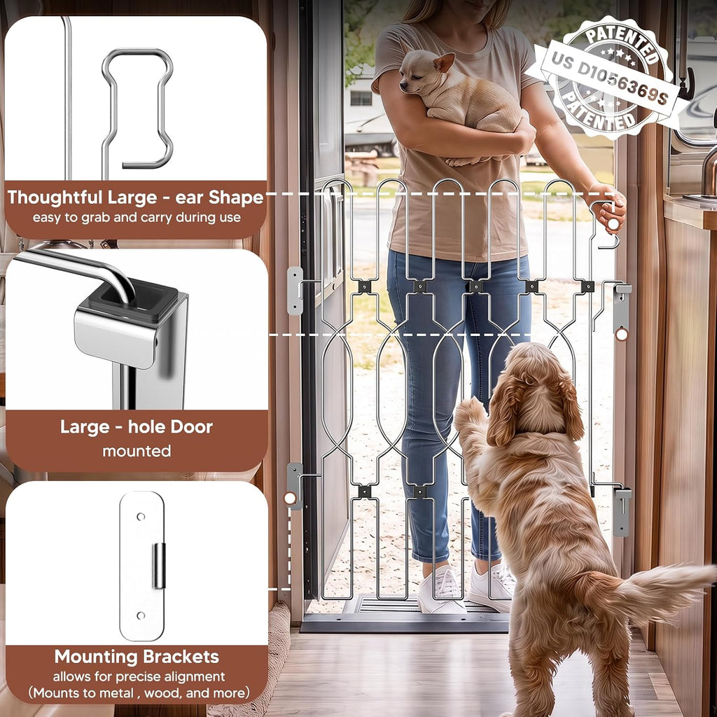 Snagle Paw RV Dog Gate, Retractable Metal Pet Barrier 24.4" Wide 35" Tall