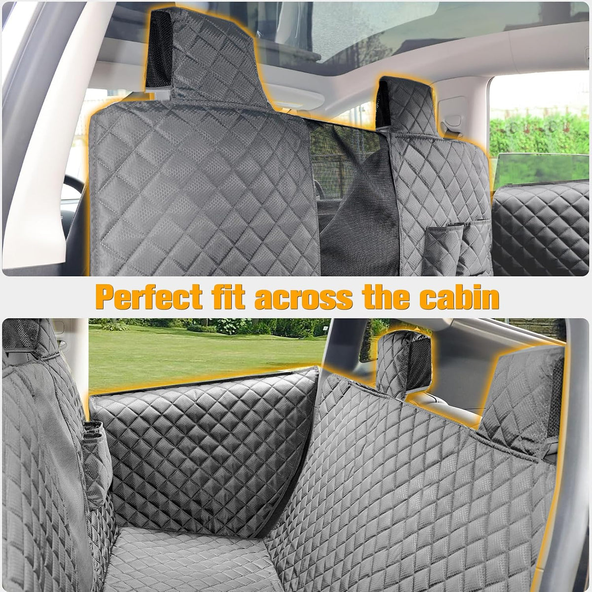 PETICON Dog Seat Cover for Tesla Model 3 & Y Back Seat + 2 Door Protectors