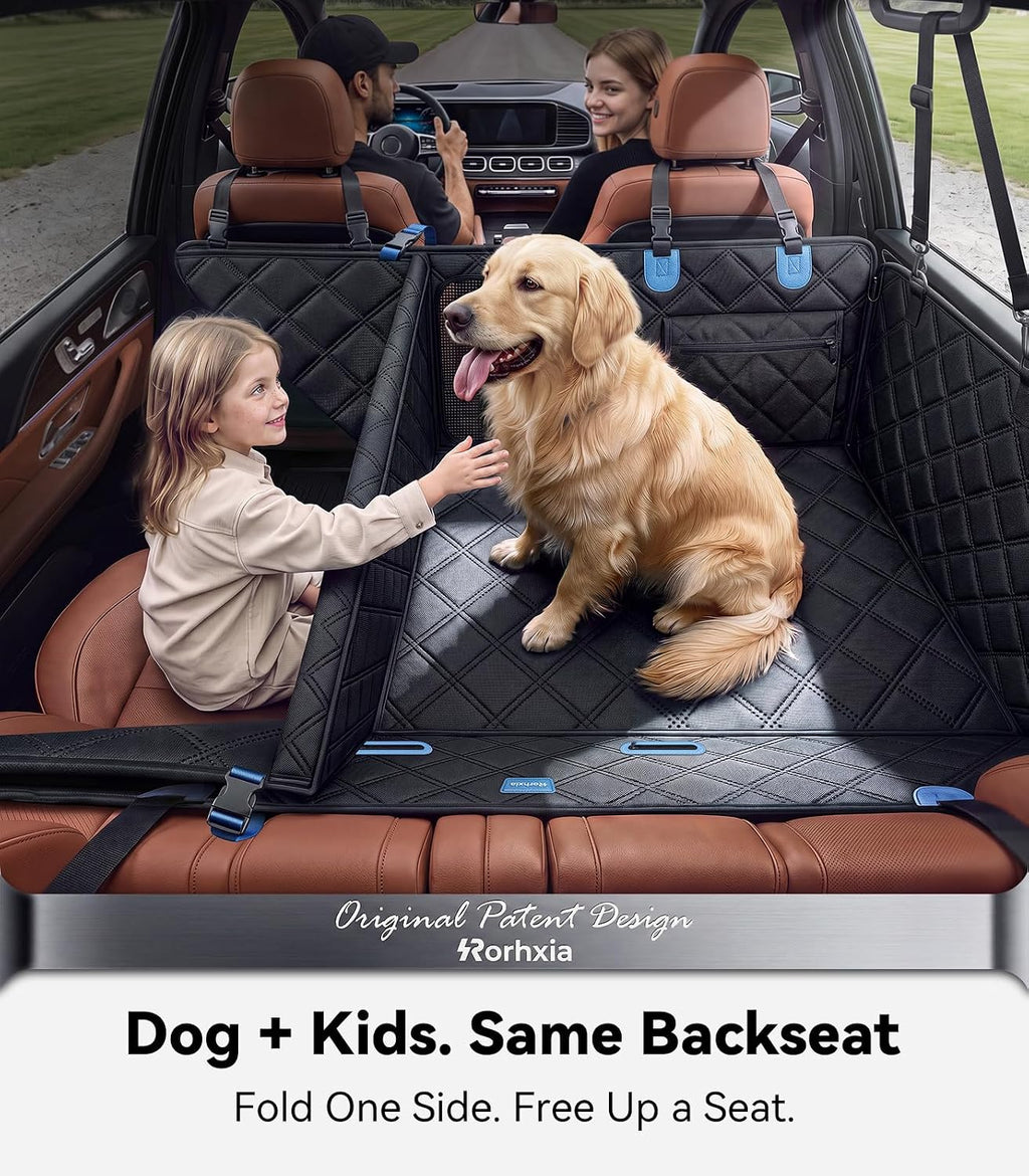 Rorhxia Hard Bottom Dog Car Seat Cover for Back Seat Extender, L