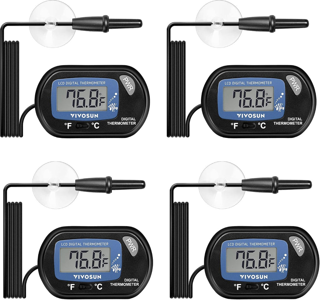 VIVOSUN 4-Pack LCD Digital Aquarium Thermometer