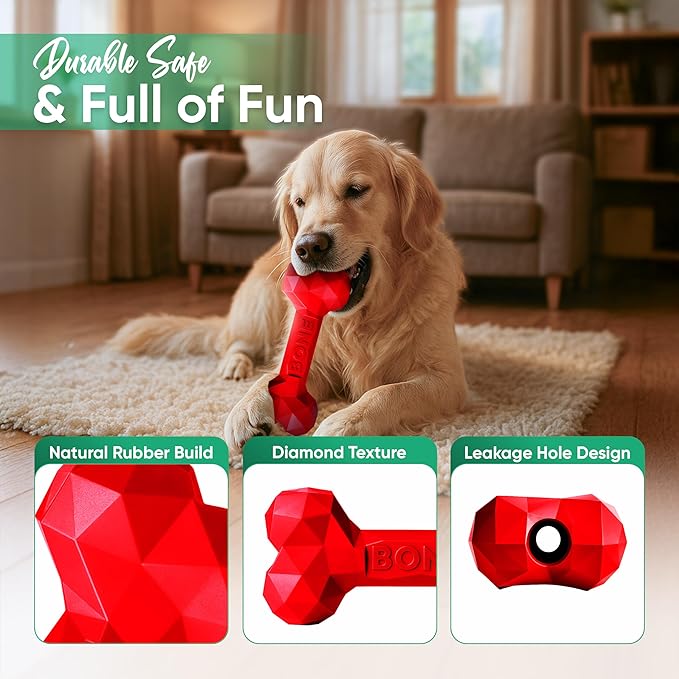 Natural Rubber Dog Chew Bone – Treat-Dispensing, Tough & Indestructible Chew - Image 5