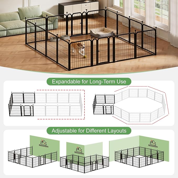 Dog Playpen for Indoor & Outdoor, 24 inch 8 Panels Metal Puppy Playpen for - Image 3
