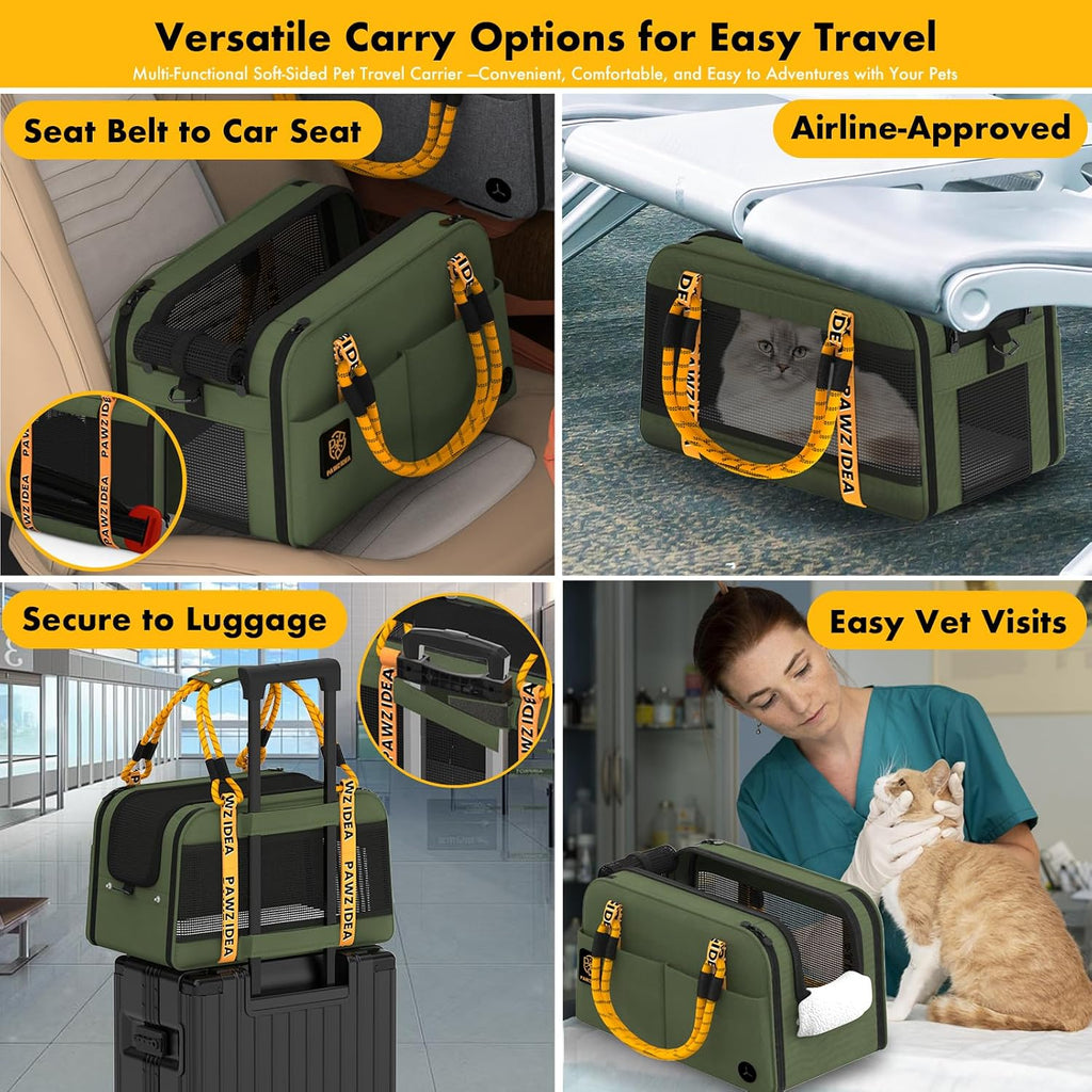 PAWZIDEA Center Console Dog Car Seat, Secure Straps & Anti Slip, Up to 12lb