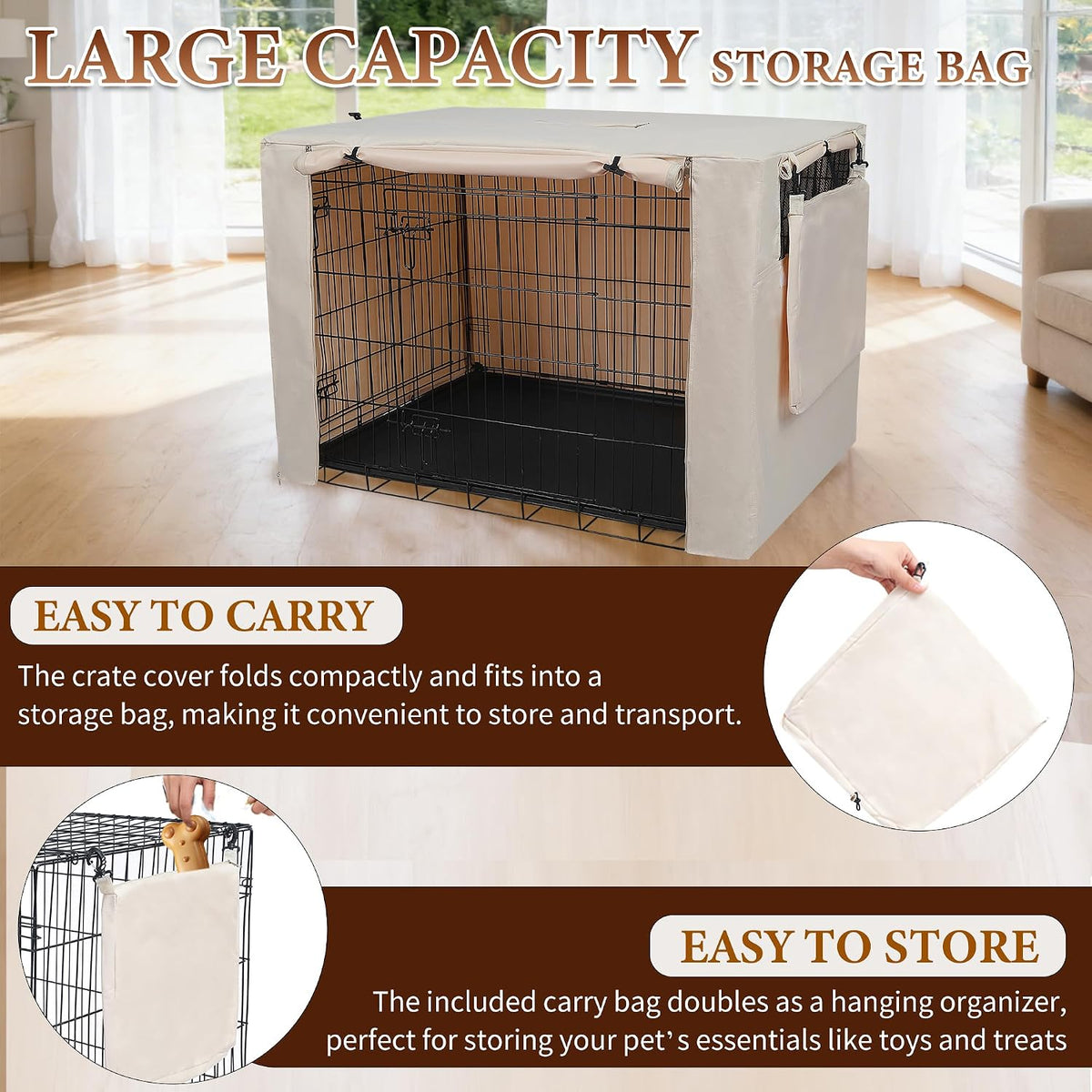 Deblue Dog Crate Cover, 24 Inches Durable Polyester Indoor Kennel Cover