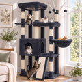 Heybly 55.1" Cat Tree with Stable Double Platforms for Indoor Cats HCT053G