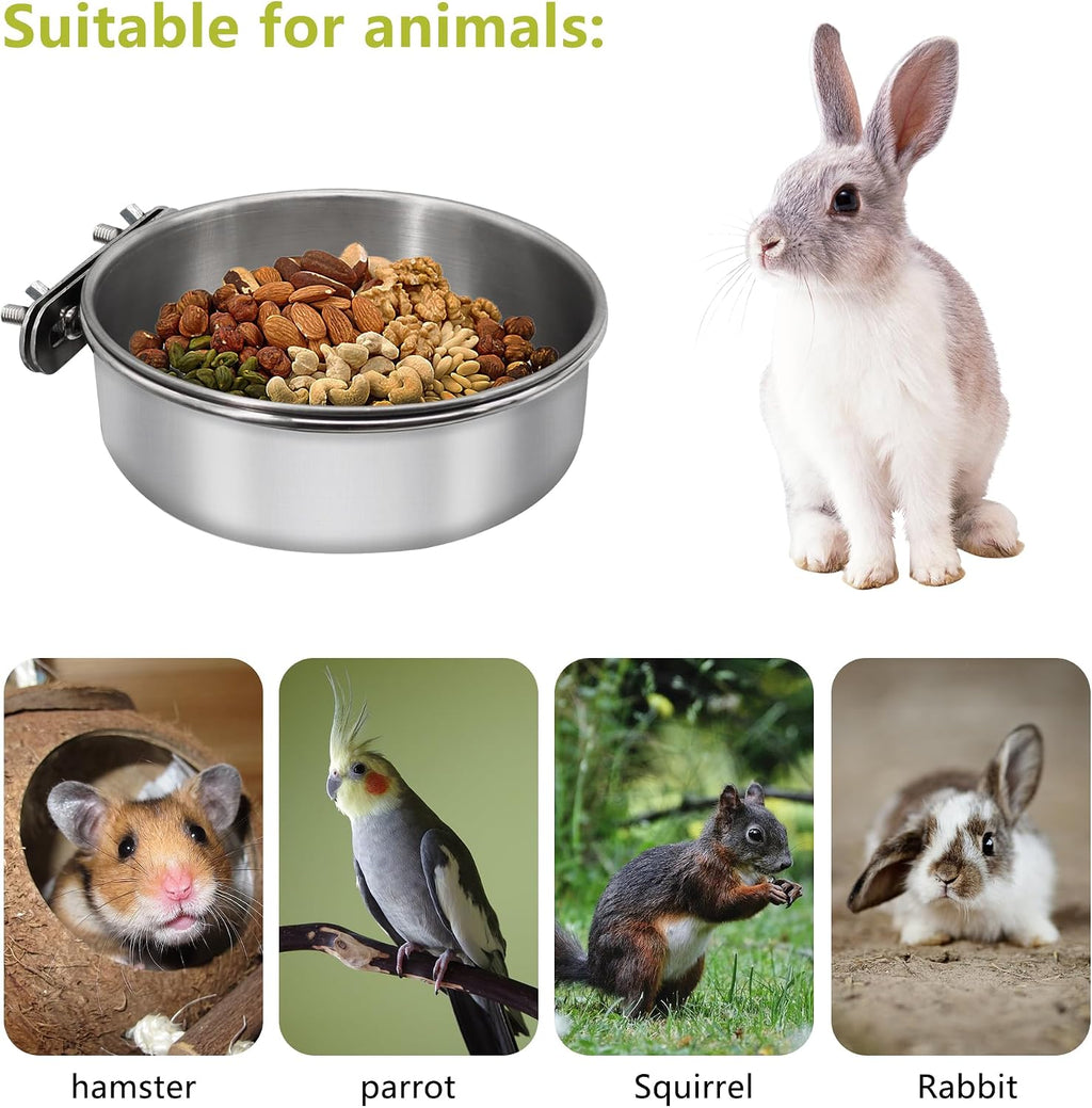 Stainless Steel Bird Feeding Dish Cups, 4 Pack, Medium