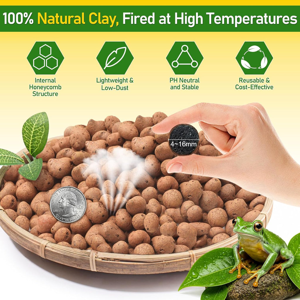 Riare 10LBS Organic Expanded Clay Balls Terrarium Substrate for Reptiles