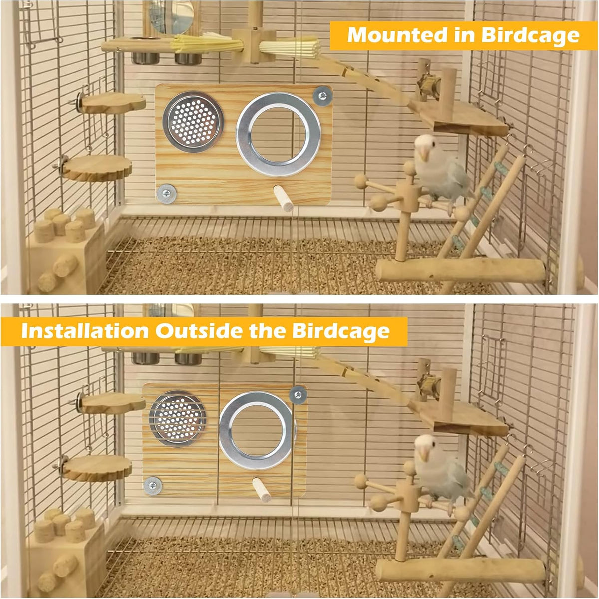 Bird Nesting Box for Window,Transparent Parakeet Nest Breeding Box Parrot Breeding Mating Box Bird Nest Box House Cage Accessories with Wood Perch for Parakeet Budgie Conure Parrot