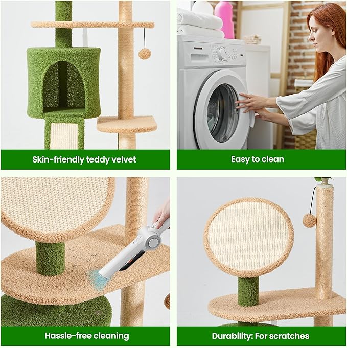 Erinnyees 57" Coconut Cat Tree for Indoor Cats, Spacious Platform, - Image 5