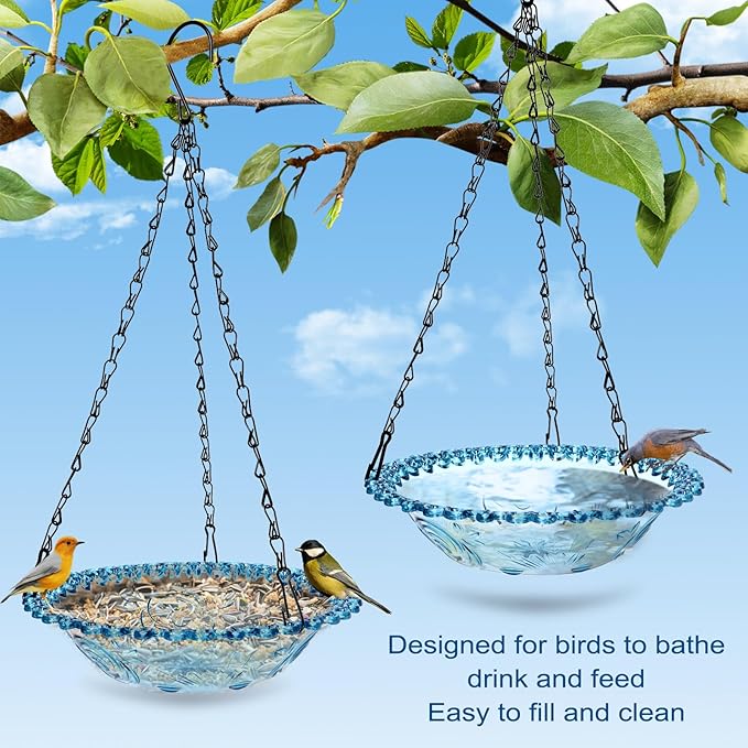 2 Pack Hanging Bird Baths, Hanging Bird Feeders - Image 9