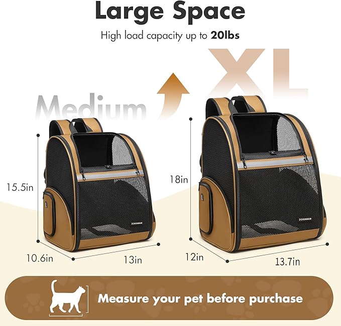 Pet Backpack Carrier, Large Cat Carrier Backpack Up to 20 Lbs - Image 2