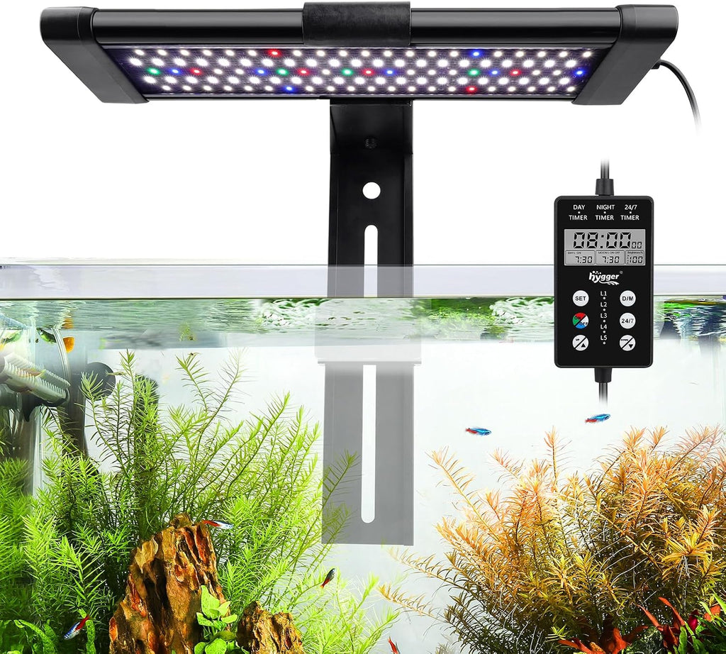 hygger Custom LED Aquarium Light,Daylight-Moonlight & 24/7 Mode, Adjustable Brightness 8 Colors Full Spectrum Fish Tank Light for 30-36 Inches Freshwater Planted Tank Auto On Off Sunrise & Sunset