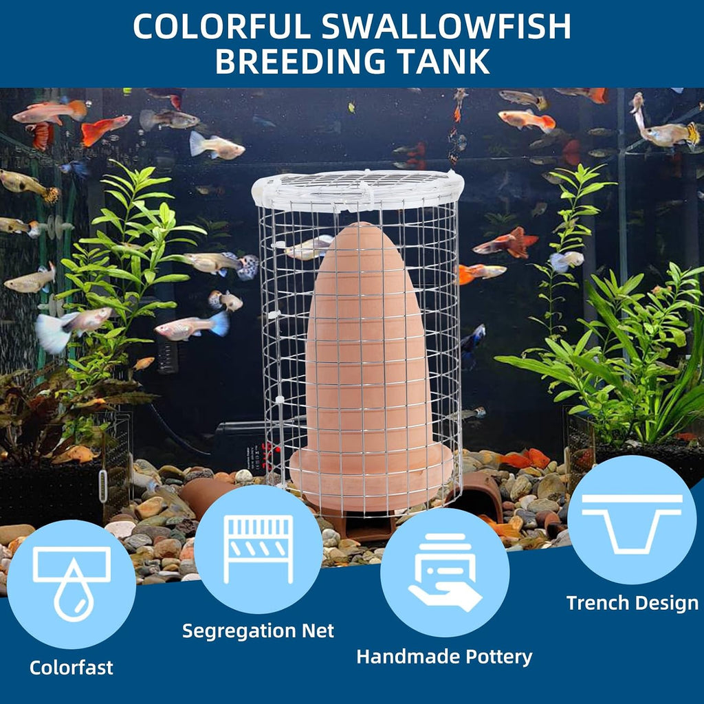 Saim Ceramic Breeding Cone with Isolation Net for Discus Fish Angelfish