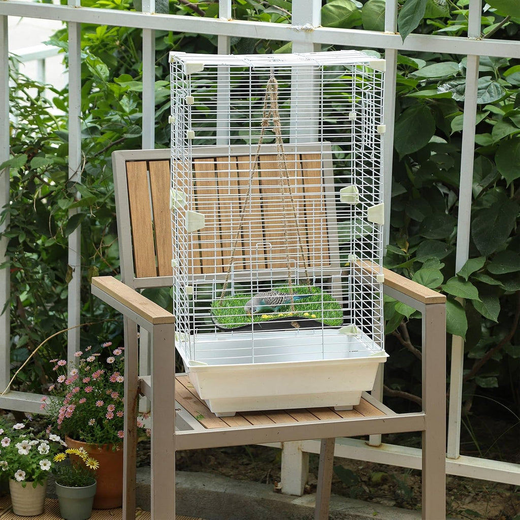 2pcs 10'' Bird Foraging Mat Toy Artificial Grass Hammock Hanging Lawn Swing with Hooks Enrichment Cage Accessories for Parakeets Parrots Cockatiels
