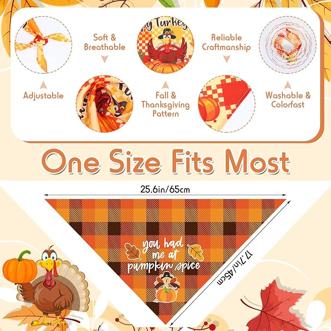 Sweetude 100 Pcs Fall Dog Bandanas Bulk Plaid Bandanas - Image 3