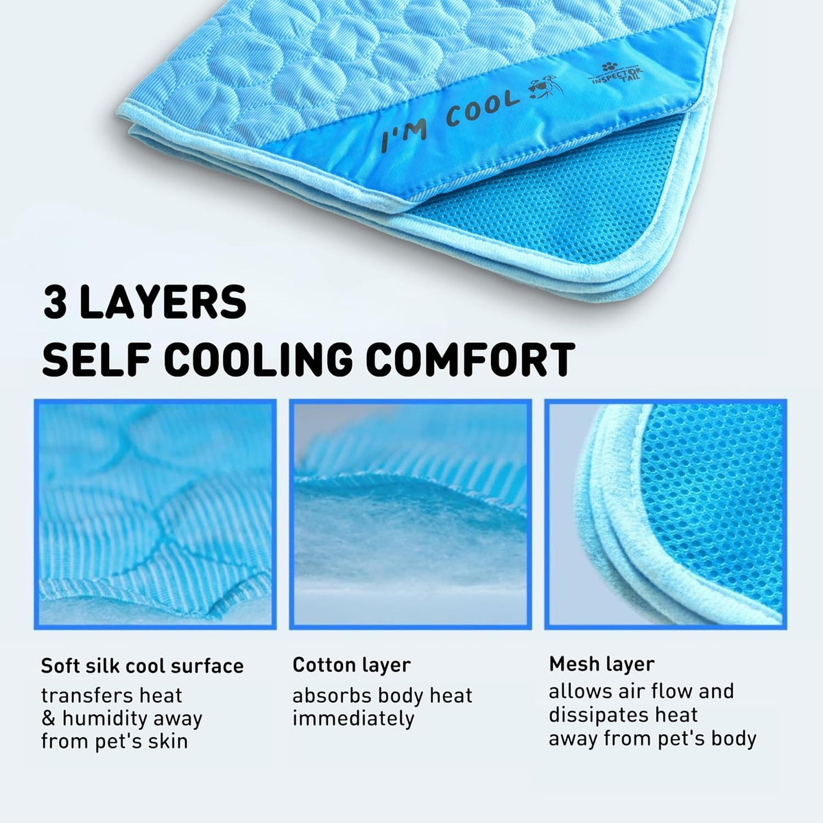 INSPECTOR TAIL Dog Cooling Mat, Indoor & Outdoor, Medium Self Cooling Pad
