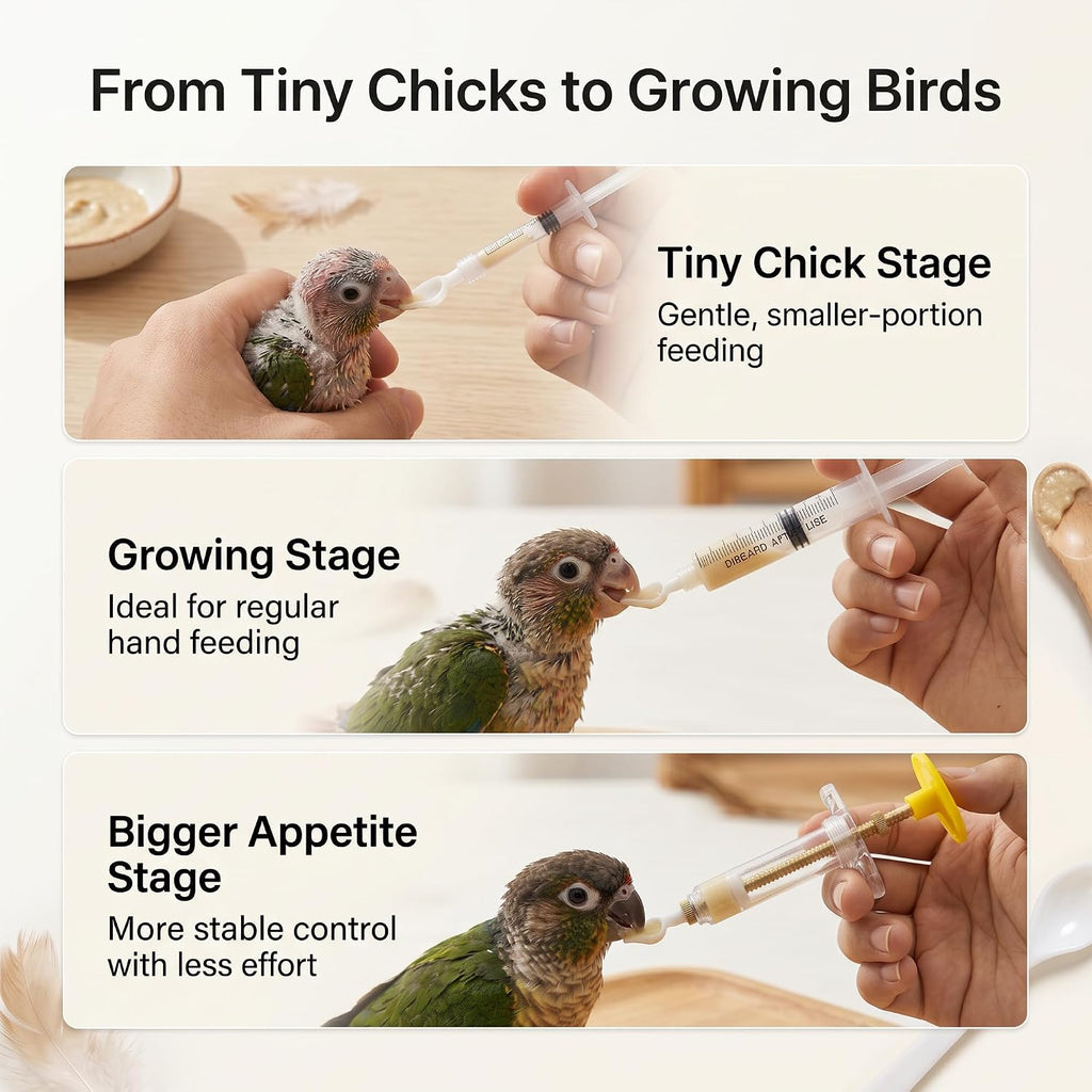 Baby Bird Feeding Syringe with Temperature Strip, Cleaning Brush