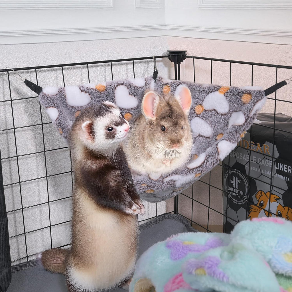 Hanging Corner Hammocks with Hooks for Small Animals, Pack of 2