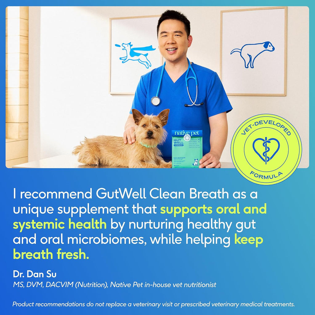Native Pet Clean Breath Dog Dental Care - Teeth Cleaning for Fresh Breath, Clean Teeth & Healthy Gums - Tartar and Plaque Remover - Dog Breath Freshener - 60 Scoops