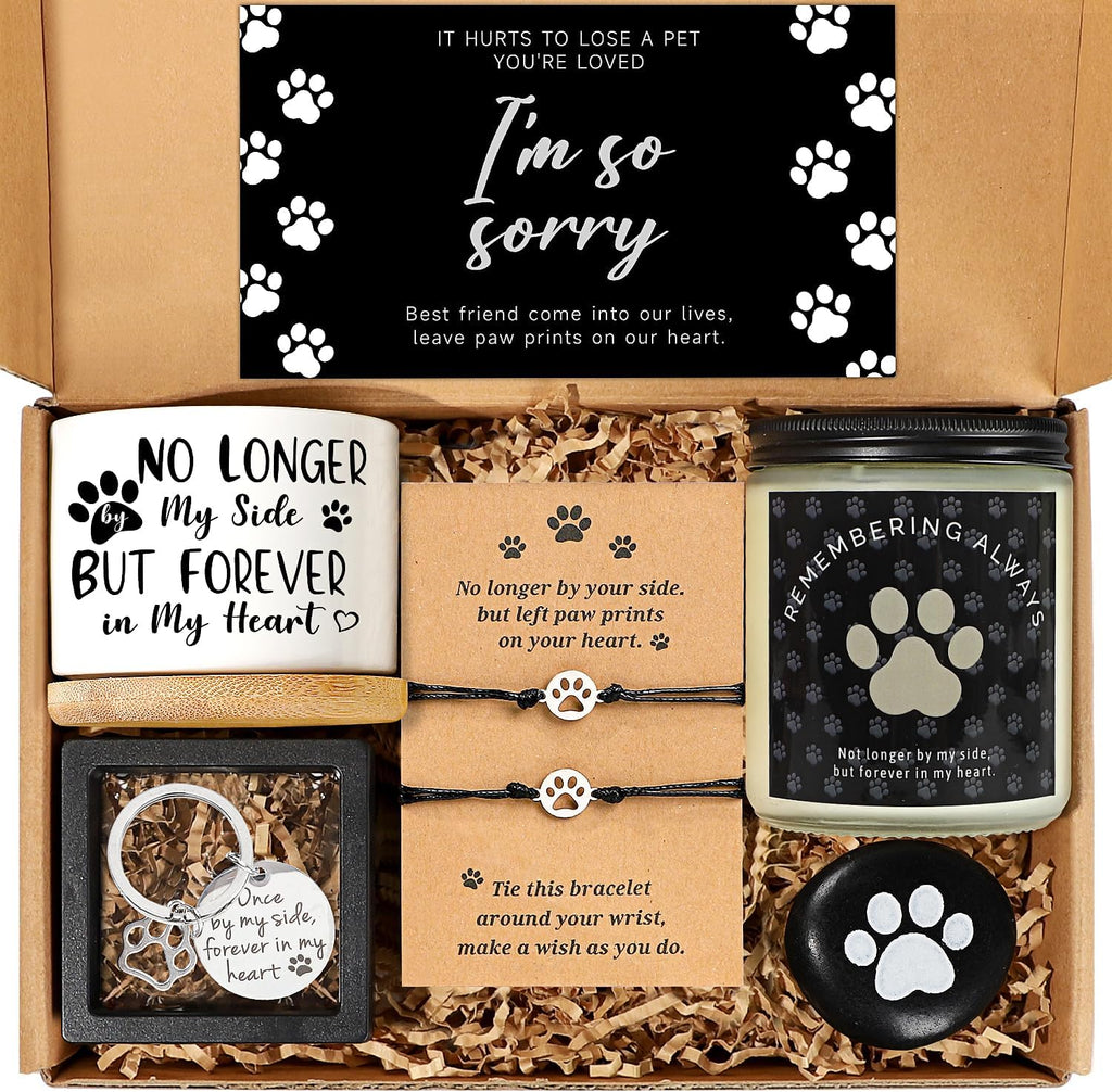 iAOVUEBY Dog Memorial Gifts for Loss of Dog, Loss of Dog Sympathy Gift Baskets, Dog Passing Away Bereavement Remembrance Gifts, Loss of Pet Gift Box for Dogs Lovers Friends Family Coworkers