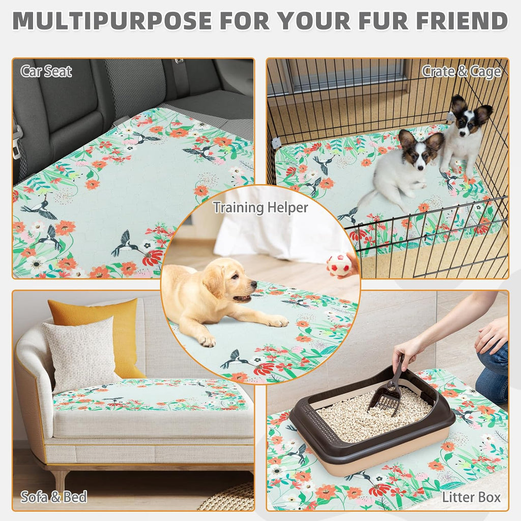 KOOLTAIL Washable Pee Pads for Dogs, 2 Pack Super Absorbent Reusable Puppy Training Pads Waterproof, Nonslip and Leak-Proof Dog Pee Pads for Floor, Car, 24"*36"